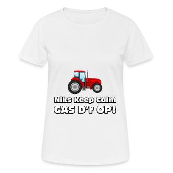 Bauer - Nichts Ruhiges, Gas drauf! Bauern Traktor - Frauen T-Shirt atmungsaktiv - Weiß - Vorne - AI Model Female 172 dark (172cm)