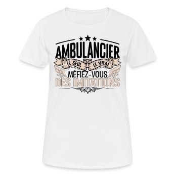 Ambulancier cadeau Ambulancier le vrai Ambulancie - T-shirt respirant Femme - blanc - Devant - AI Model Female 172 dark (172cm)
