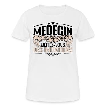 Médecin cadeau Médecin le vrai Médecin - T-shirt respirant Femme - blanc - Devant - AI Model Female 172 dark (172cm)