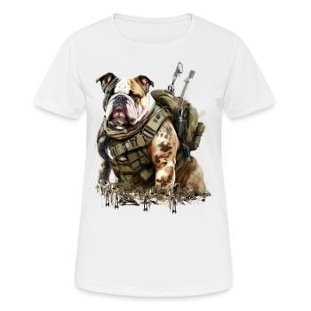 Bulldog en tant que soldat - T-shirt respirant Femme - blanc - Devant - AI Model Female 172 dark (172cm)
