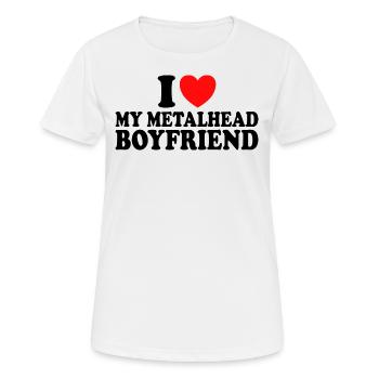 J'Adore Le Metal J'aime Mon Petit Ami Metalleux - T-shirt respirant Femme - blanc - Devant - AI Model Female 172 dark (172cm)