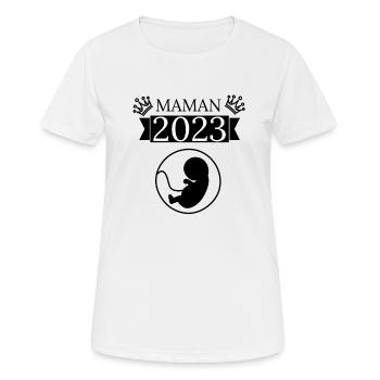 Maman en 2023. Future maman - T-shirt respirant Femme - blanc - Devant - AI Model Female 172 dark (172cm)