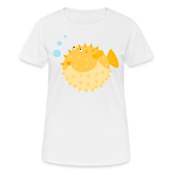 Poisson-globe mignon - T-shirt respirant Femme - blanc - Devant - AI Model Female 172 dark (172cm)