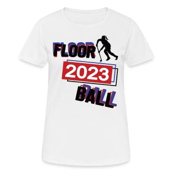 Floorball 2023 Spielerin Floorballerin Hockey Frau - Frauen T-Shirt atmungsaktiv - Weiß - Vorne - AI Model Female 172 dark (172cm)