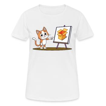 Katze und Karton - Frauen T-Shirt atmungsaktiv - Weiß - Vorne - AI Model Female 172 dark (172cm)