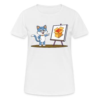 Katze und Karton - Frauen T-Shirt atmungsaktiv - Weiß - Vorne - AI Model Female 172 dark (172cm)