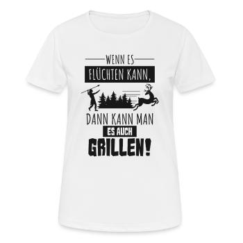 Wenn Es Flüchten Kann, Kann Man Es Auch Grillen! - Frauen T-Shirt atmungsaktiv - Weiß - Vorne - AI Model Female 172 dark (172cm)