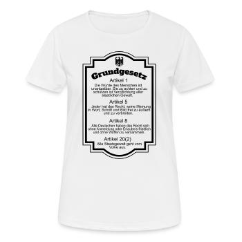 Deutsches Grundgesetz Artikel 1 - 20 Menschenwürde - Frauen T-Shirt atmungsaktiv - Weiß - Vorne - AI Model Female 172 dark (172cm)