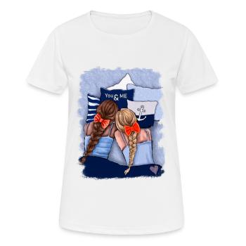 YOU&ME Illustration/Friends/Sisters Maritim - Women's Breathable T-Shirt - white - Front - AI Model Female 172 dark (172cm)