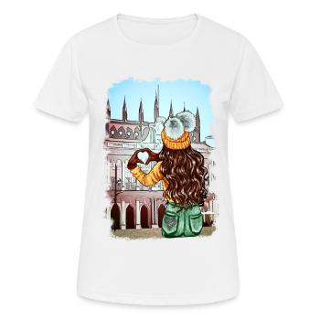 Frau Rathaus Rostock Illustration - Frauen T-Shirt atmungsaktiv - Weiß - Vorne - AI Model Female 172 dark (172cm)