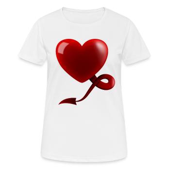 Coeur avec queue du diable - T-shirt respirant Femme - blanc - Devant - AI Model Female 172 dark (172cm)