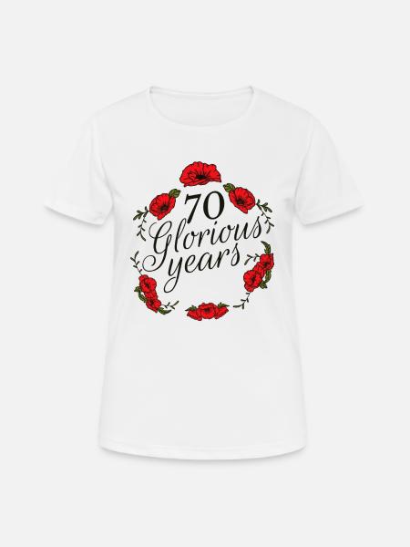 70 Years Birthday 70 Jahre Geburtstag mit Rosen - Dame T-shirt svedtransporterende - hvid