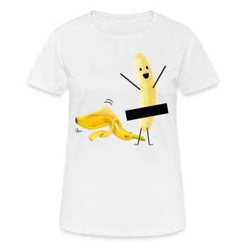 Lustige Banane nackt Striptease Geschenkidee - Frauen T-Shirt atmungsaktiv - Weiß - Vorne - AI Model Female 172 dark (172cm)