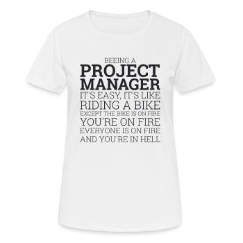 "Project Manager Bike" | "Project Manager" - Women's Breathable T-Shirt - white - Front - AI Model Female 172 dark (172cm)