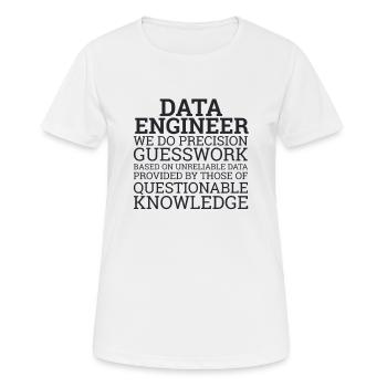 "Data Engineer Guesswork | Data Scientist" - Frauen T-Shirt atmungsaktiv - Weiß - Vorne - AI Model Female 172 dark (172cm)