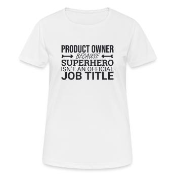 « Product Owner Superhero | » Scrum Master" » - T-shirt respirant Femme - blanc - Devant - AI Model Female 172 dark (172cm)