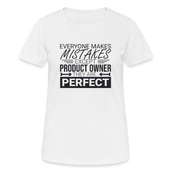 « Product Owner Perfect | » Scrum Master" » - T-shirt respirant Femme - blanc - Devant - AI Model Female 172 dark (172cm)