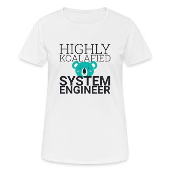 « Ingénieur système Koalafied | Technologie du système » - T-shirt respirant Femme - blanc - Devant - AI Model Female 172 dark (172cm)