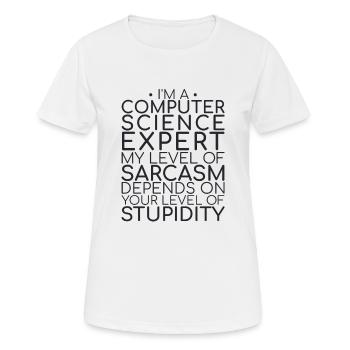 « Sarcasme d’expert en informatique | Informatique » - T-shirt respirant Femme - blanc - Devant - AI Model Female 172 dark (172cm)