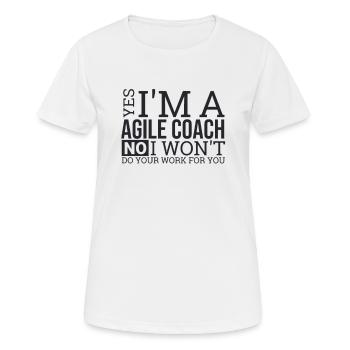 « Agile Coach Work | Agile » - T-shirt respirant Femme - blanc - Devant - AI Model Female 172 dark (172cm)