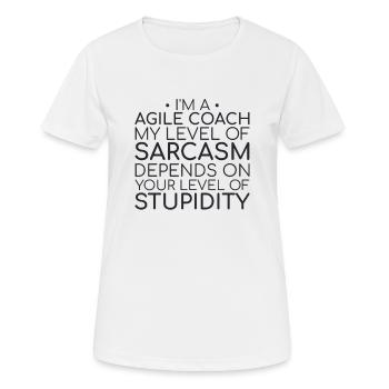 « Agile Coach Sarcasm | Agile » - T-shirt respirant Femme - blanc - Devant - AI Model Female 172 dark (172cm)