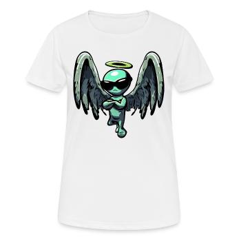 Alien Erzengel - Heiligenschein und Flügel Design - Frauen T-Shirt atmungsaktiv - Weiß - Vorne - AI Model Female 172 dark (172cm)