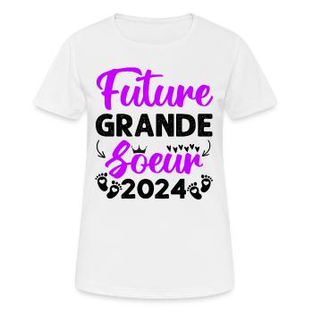 Future grande soeur 2024 bientôt grande soeur - T-shirt respirant Femme - blanc - Devant - AI Model Female 172 dark (172cm)