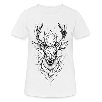 Hirsch Hirschgeweih Geometrisch Tier Wald Natur - Frauen T-Shirt atmungsaktiv - Weiß - Vorne - AI Model Female 172 dark (172cm)