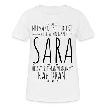 Sara perfekt - Frauen T-Shirt atmungsaktiv - Weiß - Vorne - AI Model Female 172 dark (172cm)