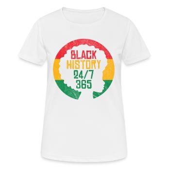 Schwarze Geschichte 24/7 365 - Frauen T-Shirt atmungsaktiv - Weiß - Vorne - AI Model Female 172 dark (172cm)
