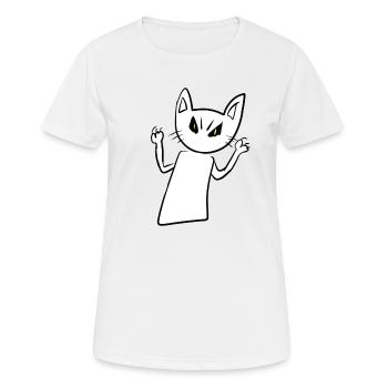 Chat effrayant en colère animal en colère - T-shirt respirant Femme - blanc - Devant - AI Model Female 172 dark (172cm)