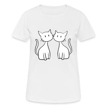 two cat friends cute - Women's Breathable T-Shirt - white - Front - AI Model Female 172 dark (172cm)