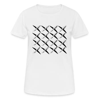 graues netz kreuz muster - Frauen T-Shirt atmungsaktiv - Weiß - Vorne - AI Model Female 172 dark (172cm)
