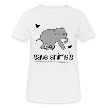 save animals animal elephant animal welfare - Women's Breathable T-Shirt - white - Front - AI Model Female 172 dark (172cm)