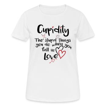 Cupidité L’amour de la Saint-Valentin fait une chemise stupide - T-shirt respirant Femme - blanc - Devant - AI Model Female 172 dark (172cm)