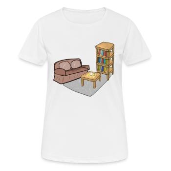 Wohnen Symbol Tisch Sofa Wohnzimmer regal - Frauen T-Shirt atmungsaktiv - Weiß - Vorne - AI Model Female 172 dark (172cm)