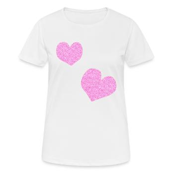 zwei rosa herzen glitzer herz - Frauen T-Shirt atmungsaktiv - Weiß - Vorne - AI Model Female 172 dark (172cm)