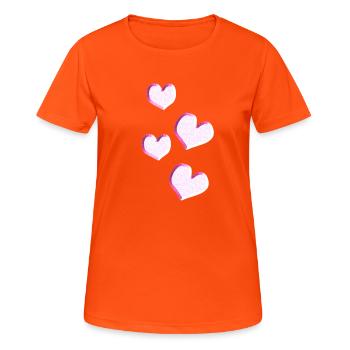 vier herzen glitzer glanz - Frauen T-Shirt atmungsaktiv - Neonorange - Vorne - AI Model Female 172 dark (172cm)