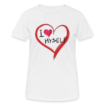 Je m’aime coeur texte symbole forme - T-shirt respirant Femme - blanc - Devant - AI Model Female 172 dark (172cm)
