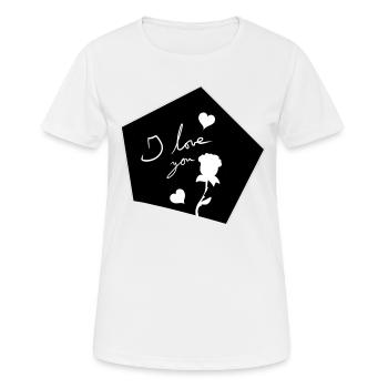 Je t’aime Symbole forme fleur - T-shirt respirant Femme - blanc - Devant - AI Model Female 172 dark (172cm)