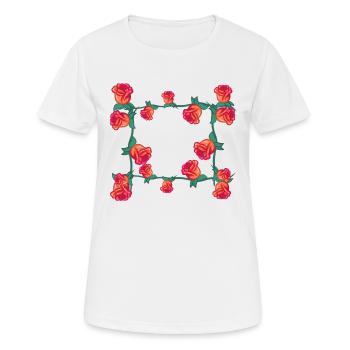 Plantes rouges Ligne Fleur Rose Rectangle Fleurs - T-shirt respirant Femme - blanc - Devant - AI Model Female 172 dark (172cm)