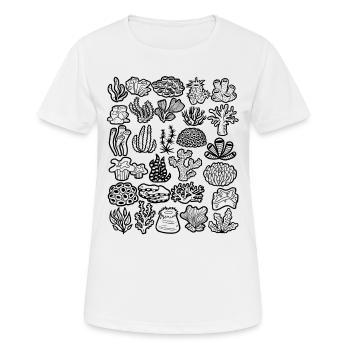 Coral Doodle Récif corallien Récif d’eau de mer - T-shirt respirant Femme - blanc - Devant - AI Model Female 172 dark (172cm)
