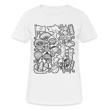 Vietnam Doodles Asia Hanoi Saigon Pho Banh Mi - T-shirt respirant Femme - blanc - Devant - AI Model Female 172 dark (172cm)