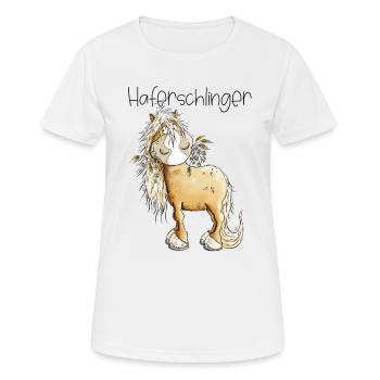 Haflinger Pferd Haferschlinger Wortspiel - Frauen T-Shirt atmungsaktiv - Weiß - Vorne - AI Model Female 172 dark (172cm)