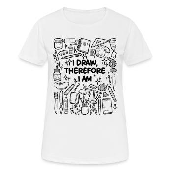 Ich zeichne, also bin ich – Künstlerleben - Frauen T-Shirt atmungsaktiv - Weiß - Vorne - AI Model Female 172 dark (172cm)