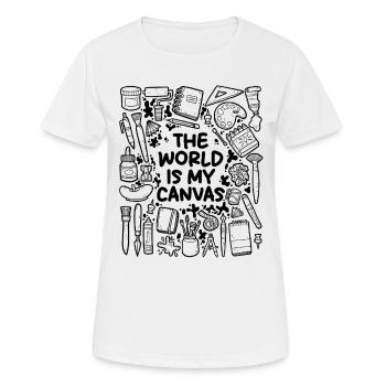 Die Welt ist meine Leinwand – Kunst & Kreativität - Frauen T-Shirt atmungsaktiv - Weiß - Vorne - AI Model Female 172 dark (172cm)