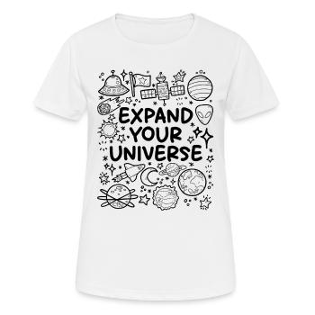 Erweitere dein Universum - Frauen T-Shirt atmungsaktiv - Weiß - Vorne - AI Model Female 172 dark (172cm)