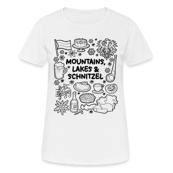 Montagnes, lacs et escalopes - T-shirt respirant Femme - blanc - Devant - AI Model Female 172 dark (172cm)