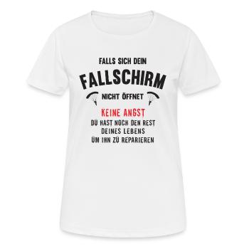 Fallschirm reparieren - Fallschirmspringer T-Shirt - Frauen T-Shirt atmungsaktiv - Weiß - Vorne - AI Model Female 172 dark (172cm)