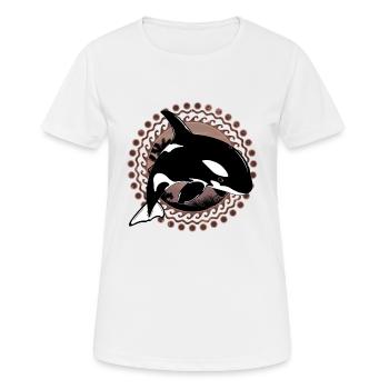 Orca Killerwal - Frauen T-Shirt atmungsaktiv - Weiß - Vorne - AI Model Female 172 dark (172cm)